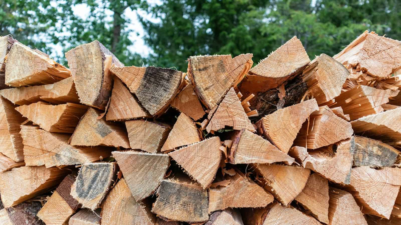 Split firewood logs stacked and ready