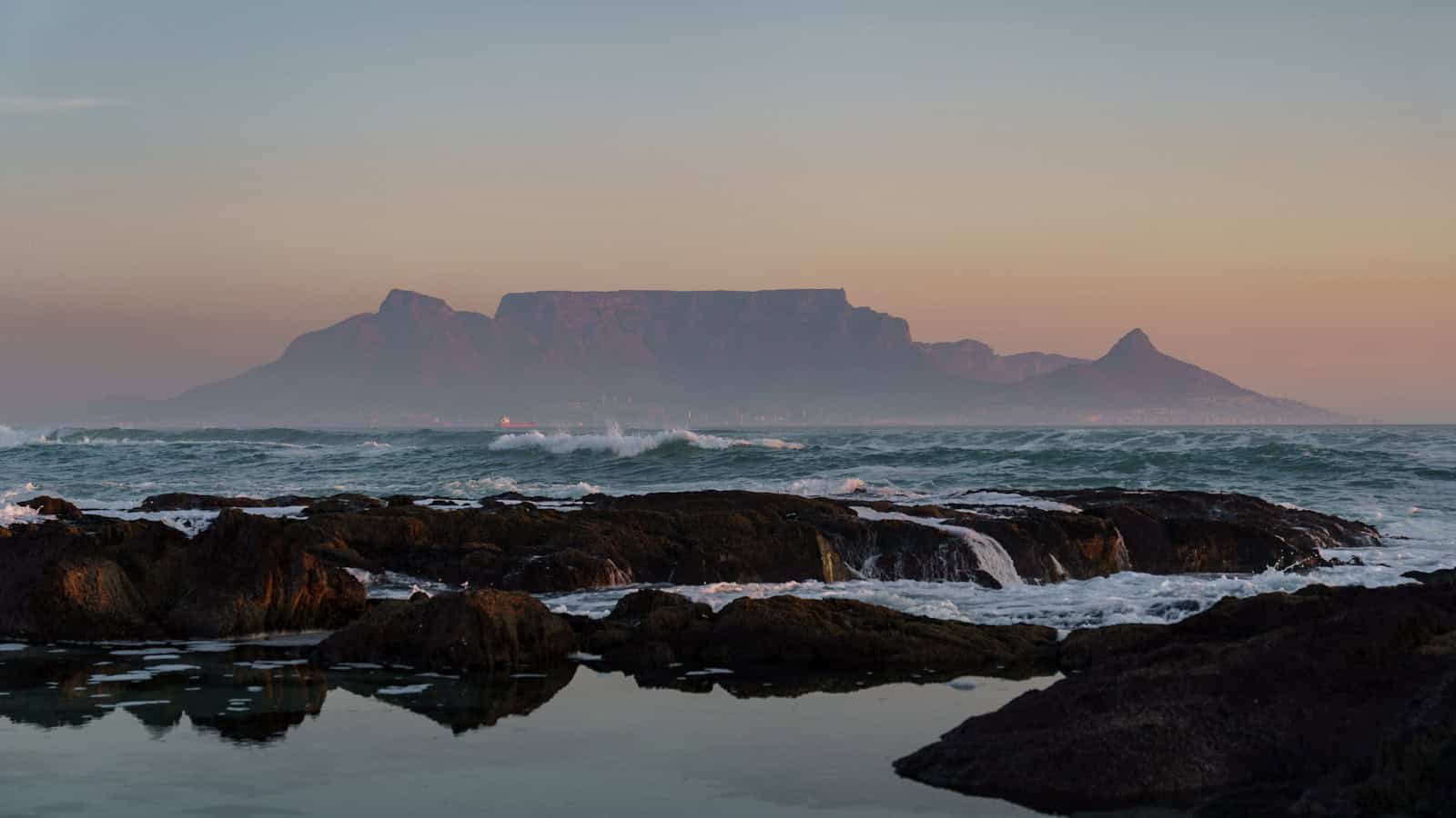 Table Mountain across the bay from the Milnerton shoreline