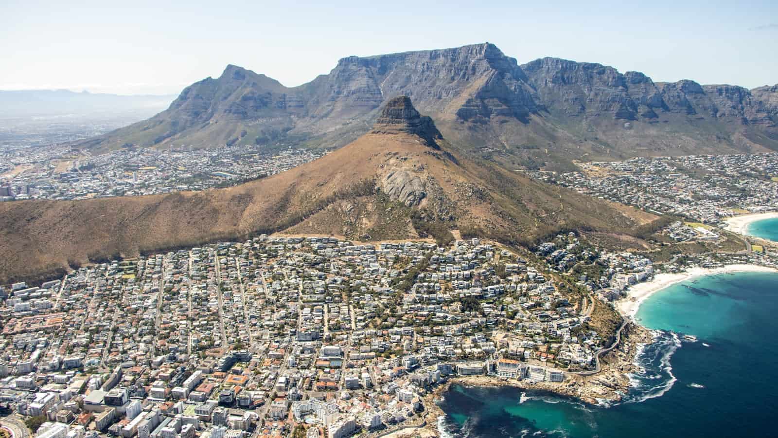 Lion's Head and Table Mountain above Tamboerskloof and Vredehoek