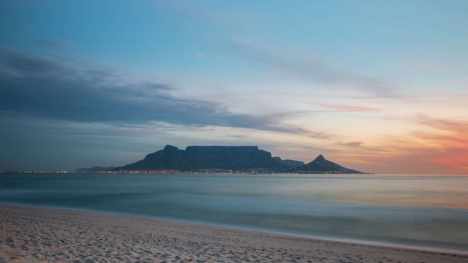 Table Mountain across Table Bay from Bloubergstrand